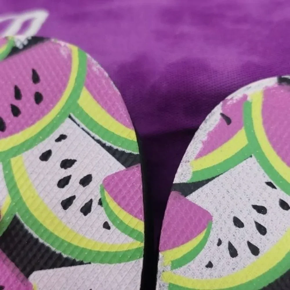 Girls Black Pink Watermelon Fruit Themed Strap Flip Flops Sandals‎ Size 2
